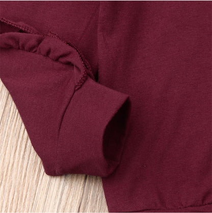 Ensemble 2 Pièces Bébé Fille – Sweat à Volants & Pantalon Bordeaux