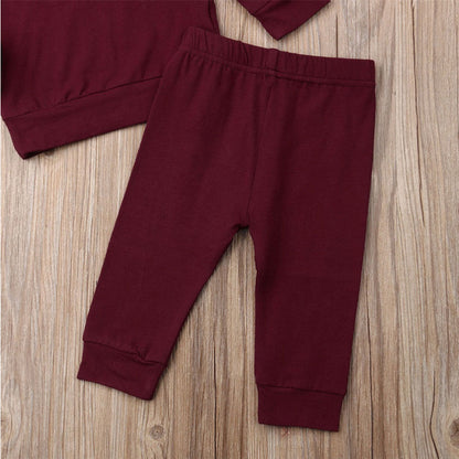 Ensemble 2 Pièces Bébé Fille – Sweat à Volants & Pantalon Bordeaux