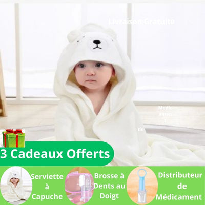 Serviette de Bain à Capuche Towel Baby™ | Coton 100% | 0-3 ans 80x80cm