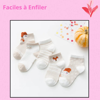 Chaussettes Bébé P'tits Pieds™ BabySteps | Pack 5 Paires | Coton 100%