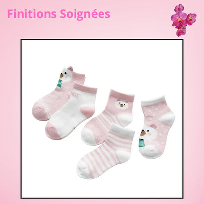 Chaussettes Bébé P'tits Pieds™ BabySteps | Pack 5 Paires | Coton 100%