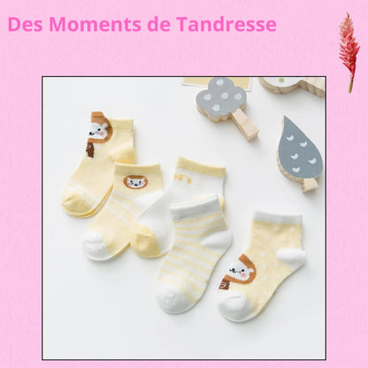 Chaussettes Bébé P'tits Pieds™ BabySteps | Pack 5 Paires | Coton 100%