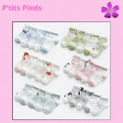 Chaussettes Bébé P'tits Pieds™ BabySteps | Pack 5 Paires | Coton 100%