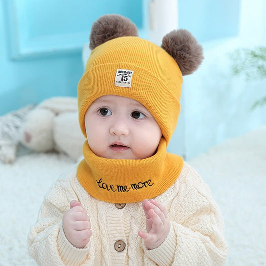 Bonnet Bébé Hiver 0-12 Mois – Ensemble Bonnet + Écharpe Tricot Unisexe| LoupiKap™ - Binoubabyshop