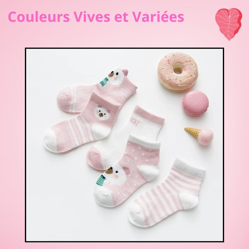 Chaussettes Bébé P'tits Pieds™ BabySteps | Pack 5 Paires | Coton 100% - Binoubabyshop