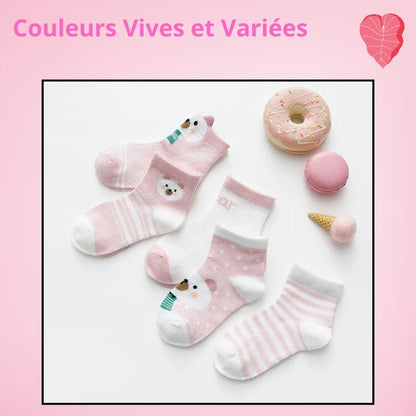 Chaussettes Bébé P'tits Pieds™ BabySteps | Pack 5 Paires | Coton 100% - Binoubabyshop