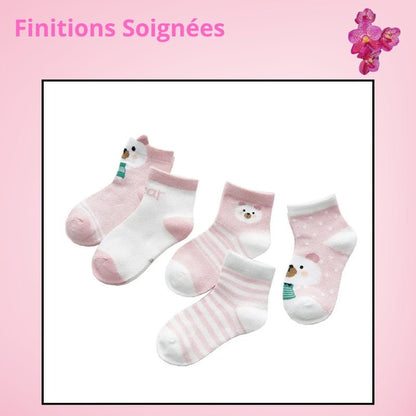 Chaussettes Bébé P'tits Pieds™ BabySteps | Pack 5 Paires | Coton 100% - Binoubabyshop