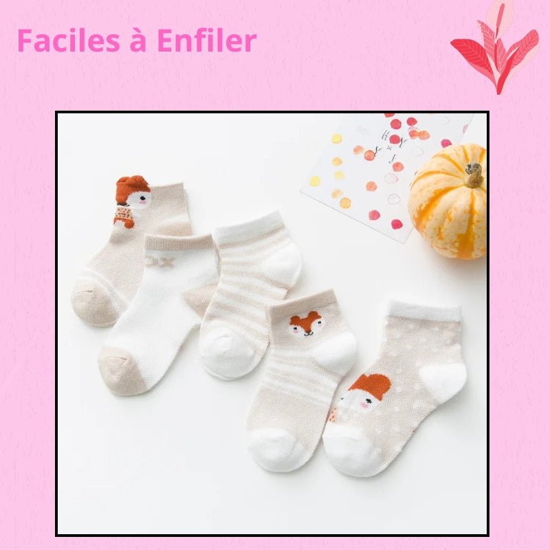 Chaussettes Bébé P'tits Pieds™ BabySteps | Pack 5 Paires | Coton 100% - Binoubabyshop