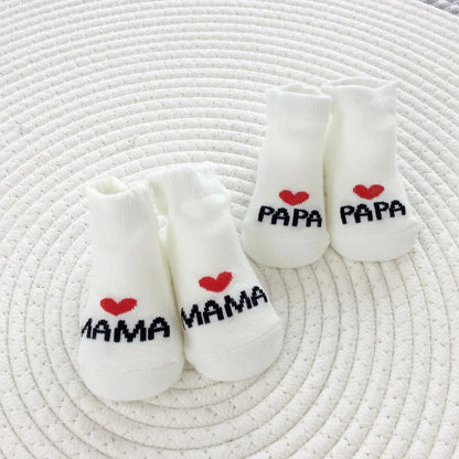 Chaussettes Bébé Socksy Love™ | MAMA PAPA | Nouveau-né Coton Doux - Binoubabyshop