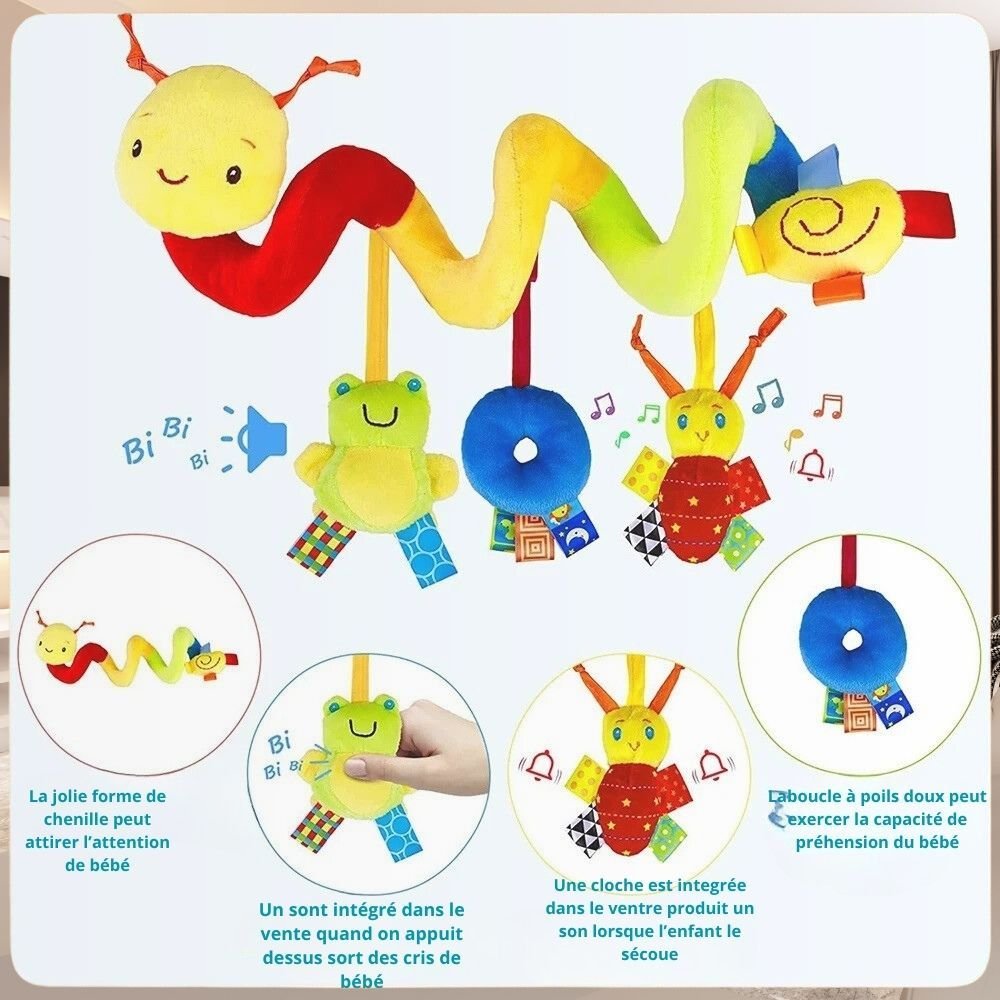 Spirale d'Éveil Bébé SpiralBaby Sensory™ | Jouet Suspendu Poussette - Binoubabyshop
