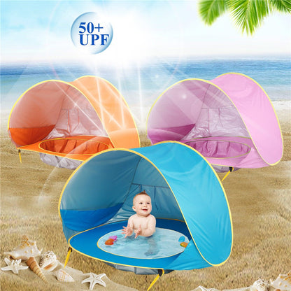 Tente de Plage Bébé pliable avec mini piscine intégrée et tissu imperméable